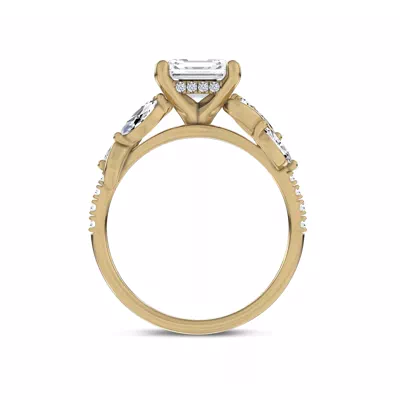 Hayden Curved Vine Hidden Halo Lab Engagement Ring
