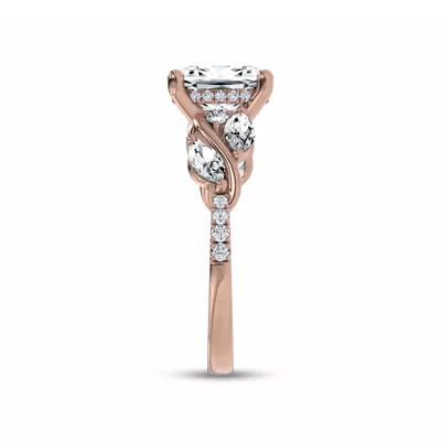 Hayden Curved Vine Hidden Halo Lab Engagement Ring