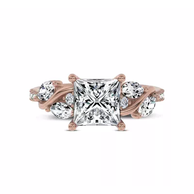 Hayden Curved Vine Hidden Halo Lab Engagement Ring