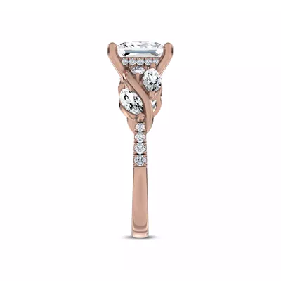 Hayden Curved Vine Hidden Halo Lab Engagement Ring
