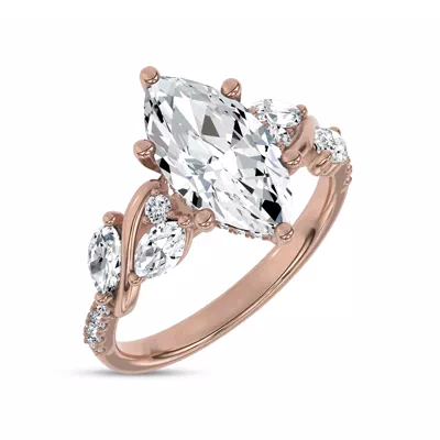 Hayden Curved Vine Hidden Halo Lab Engagement Ring