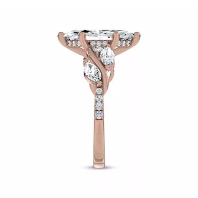 Hayden Curved Vine Hidden Halo Lab Engagement Ring