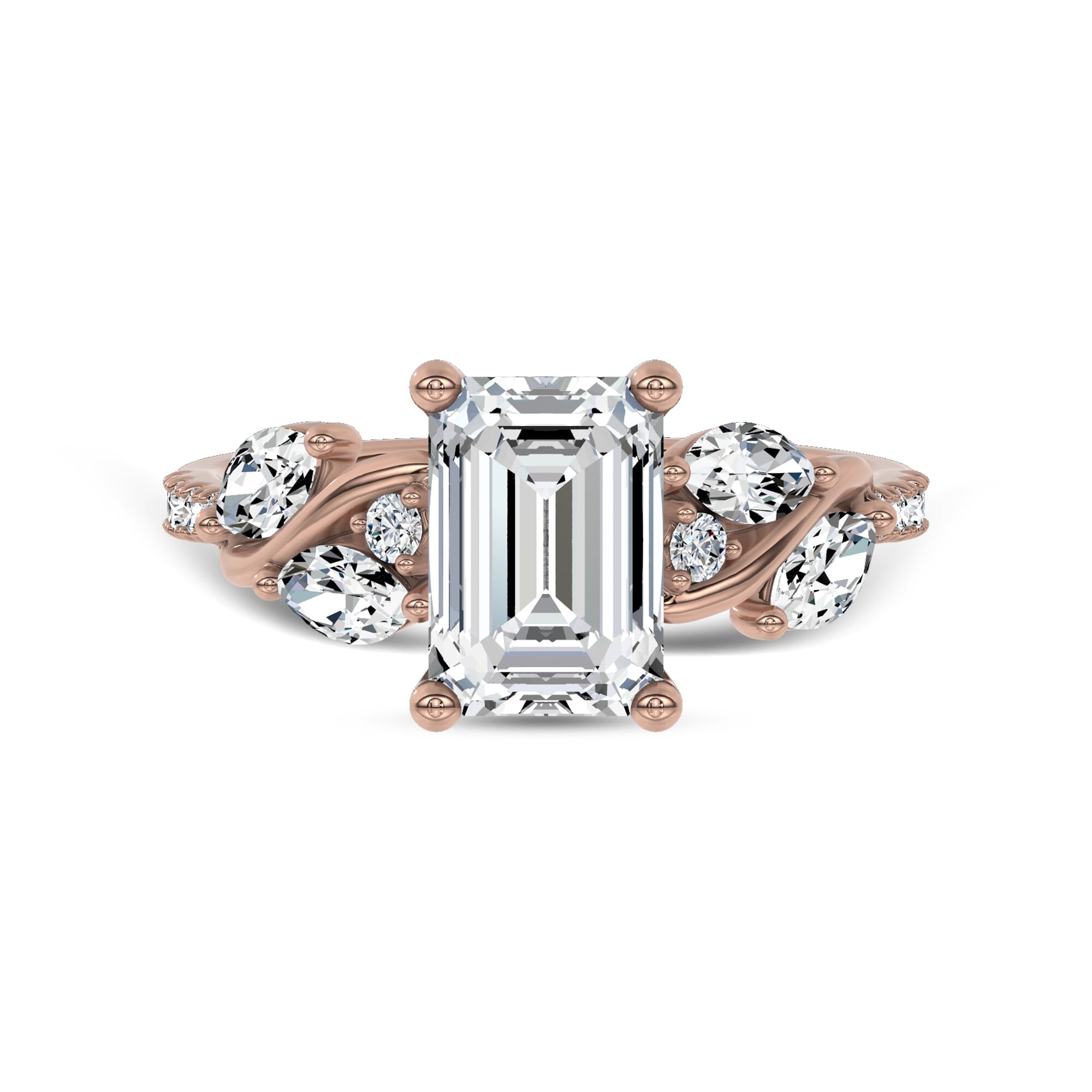 Hayden Curved Vine Hidden Halo Lab Engagement Ring