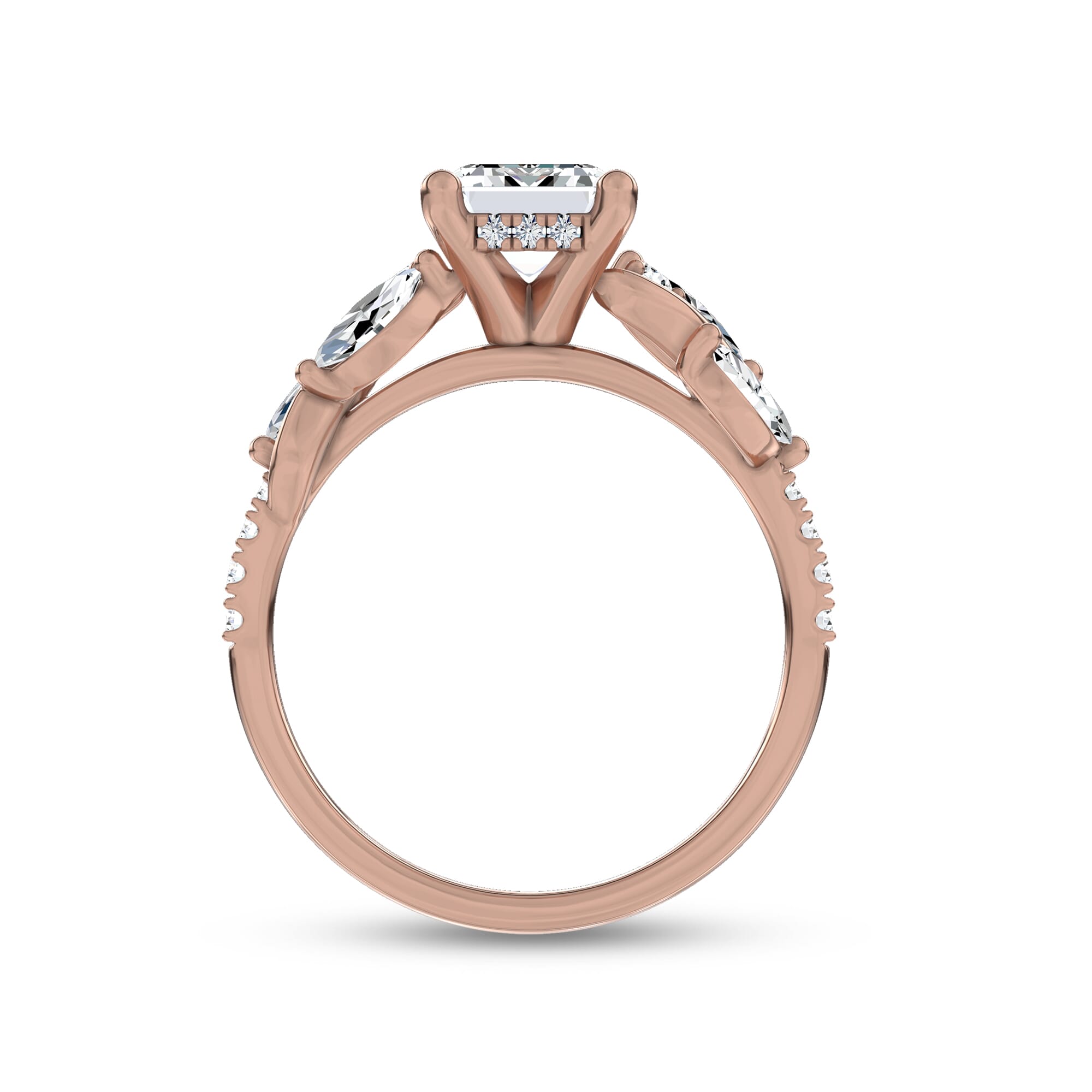Hayden Curved Vine Hidden Halo Lab Engagement Ring