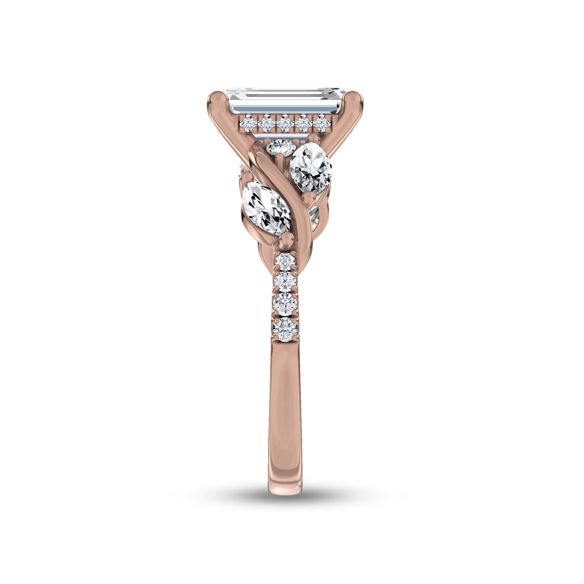 Hayden Curved Vine Hidden Halo Lab Engagement Ring