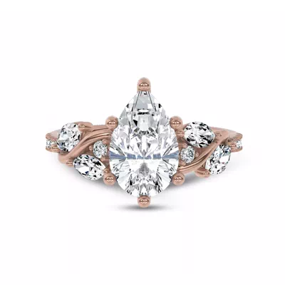 Hayden Curved Vine Hidden Halo Lab Engagement Ring