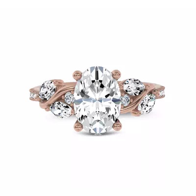 Hayden Curved Vine Hidden Halo Lab Engagement Ring