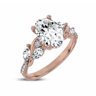 Hayden Curved Vine Hidden Halo Lab Engagement Ring