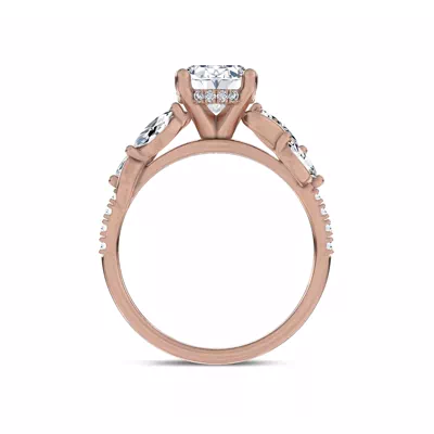 Hayden Curved Vine Hidden Halo Lab Engagement Ring
