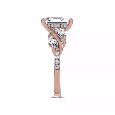 Hayden Curved Vine Hidden Halo Lab Engagement Ring