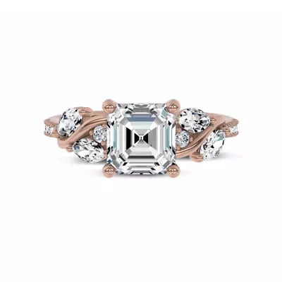 Hayden Curved Vine Hidden Halo Lab Engagement Ring