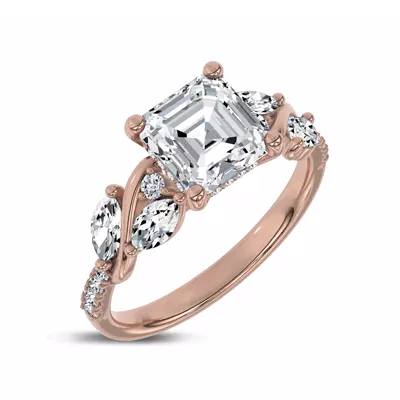 Hayden Curved Vine Hidden Halo Lab Engagement Ring