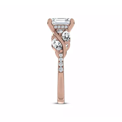 Hayden Curved Vine Hidden Halo Lab Engagement Ring