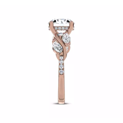 Hayden Curved Vine Hidden Halo Engagement Ring