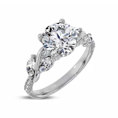 Hayden Curved Vine Hidden Halo Lab Engagement Ring