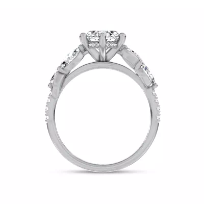 Hayden Curved Vine Hidden Halo Lab Engagement Ring