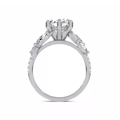Hayden Curved Vine Hidden Halo Lab Engagement Ring