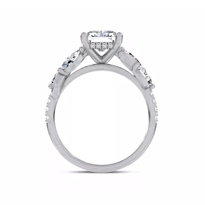 Hayden Curved Vine Hidden Halo Lab Engagement Ring