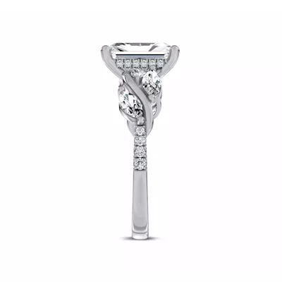 Hayden Curved Vine Hidden Halo Lab Engagement Ring