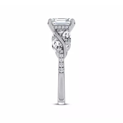 Hayden Curved Vine Hidden Halo Lab Engagement Ring