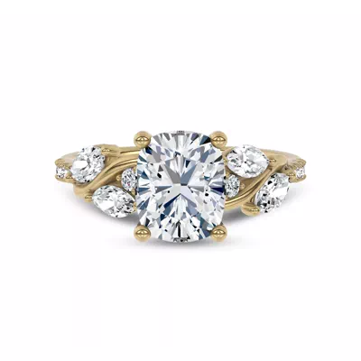 Hayden Curved Vine Hidden Halo Lab Engagement Ring