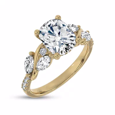 Hayden Curved Vine Hidden Halo Lab Engagement Ring