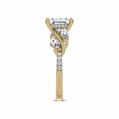 Hayden Curved Vine Hidden Halo Lab Engagement Ring