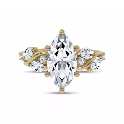 Hayden Curved Vine Hidden Halo Lab Engagement Ring