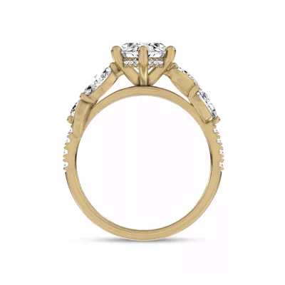 Hayden Curved Vine Hidden Halo Lab Engagement Ring