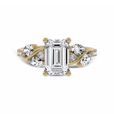Hayden Curved Vine Hidden Halo Lab Engagement Ring
