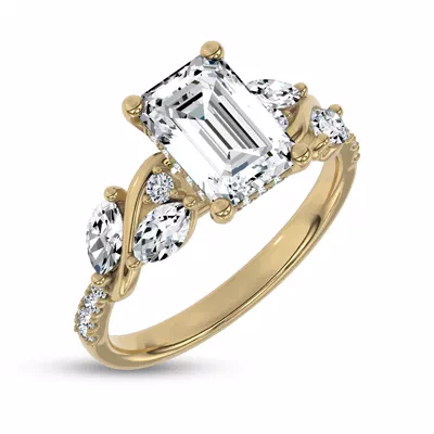 Hayden Curved Vine Hidden Halo Lab Engagement Ring