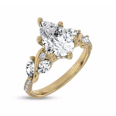 Hayden Curved Vine Hidden Halo Lab Engagement Ring