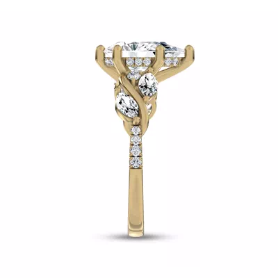 Hayden Curved Vine Hidden Halo Lab Engagement Ring