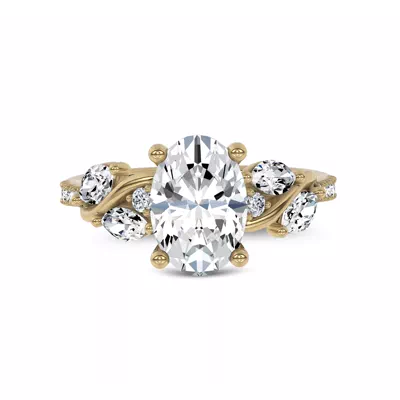 Hayden Curved Vine Hidden Halo Lab Engagement Ring