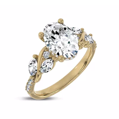 Hayden Curved Vine Hidden Halo Lab Engagement Ring