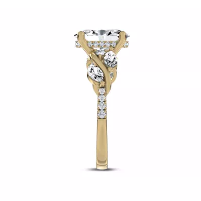 Hayden Curved Vine Hidden Halo Lab Engagement Ring