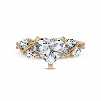 Hayden Curved Vine Hidden Halo Lab Engagement Ring