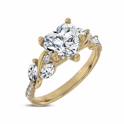 Hayden Curved Vine Hidden Halo Lab Engagement Ring