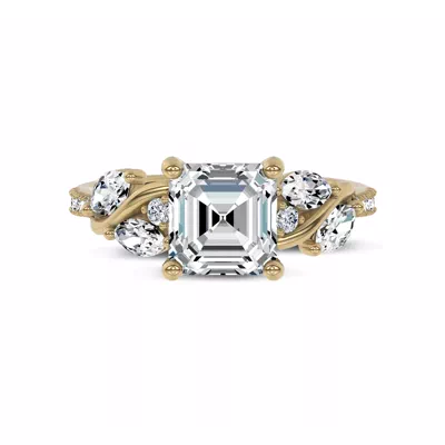 Hayden Curved Vine Hidden Halo Lab Engagement Ring
