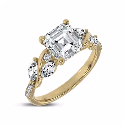 Hayden Curved Vine Hidden Halo Lab Engagement Ring
