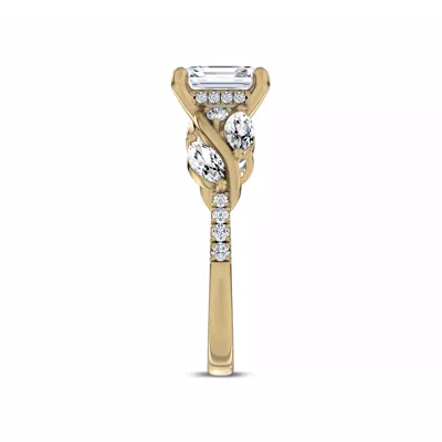 Hayden Curved Vine Hidden Halo Lab Engagement Ring