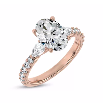 Perelle Pear Pavé Lab Engagement Ring