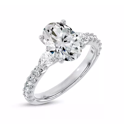 Perelle Pear Pavé Lab Engagement Ring