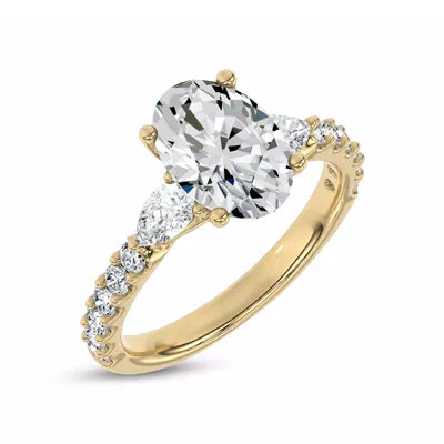 Perelle Pear Pavé Lab Engagement Ring