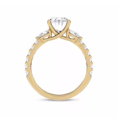 Perelle Pear Pavé Lab Engagement Ring