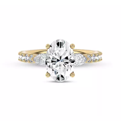Perelle Pear Pavé Lab Engagement Ring