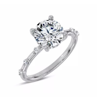 Starlight Spaced Hidden Halo Engagement Ring