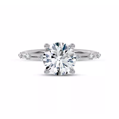 Starlight Spaced Hidden Halo Engagement Ring
