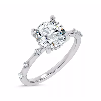 Starlight Spaced Hidden Halo Engagement Ring