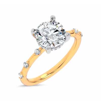 Starlight Spaced Hidden Halo Engagement Ring